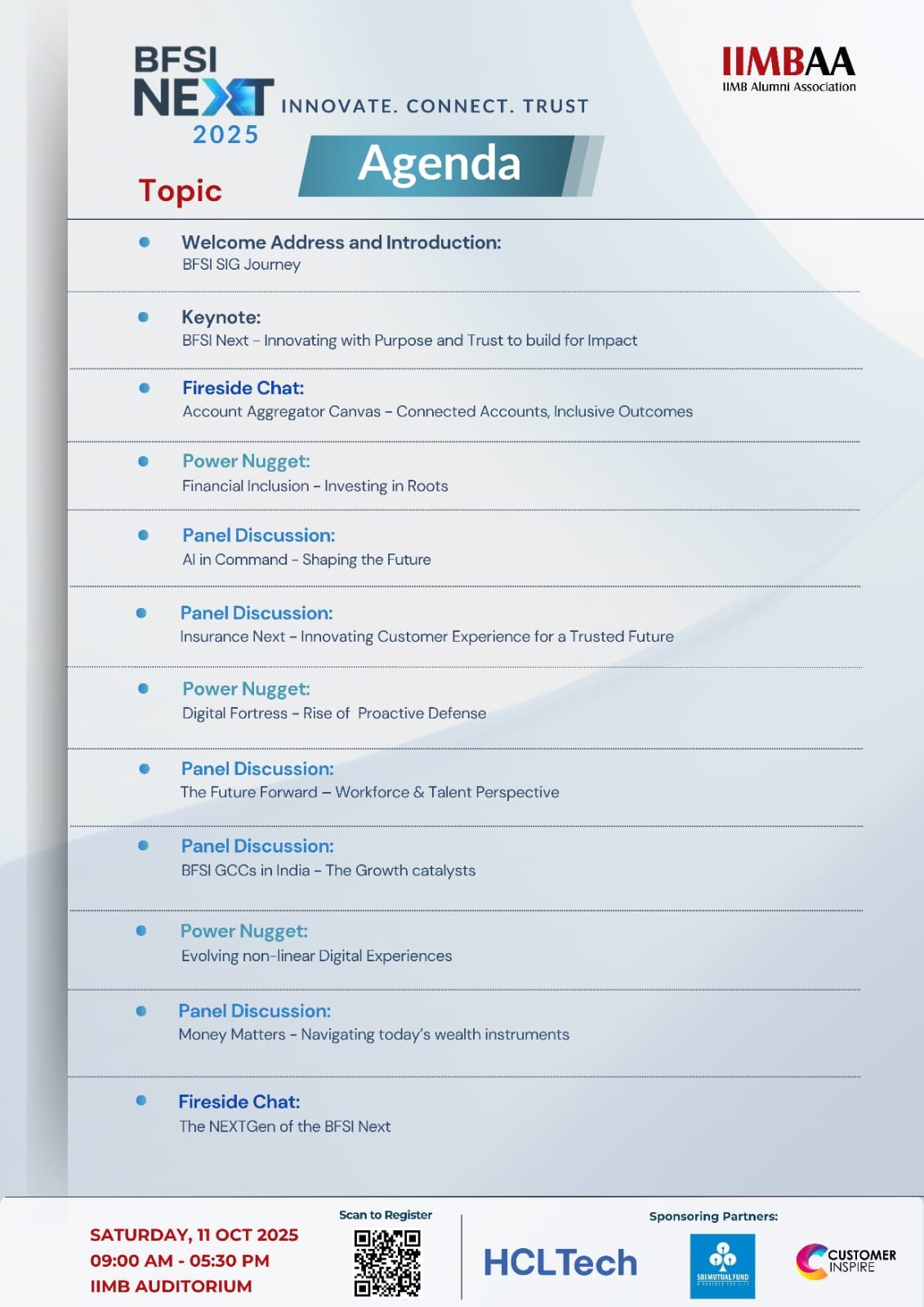 2025 BFSI Next event schedule